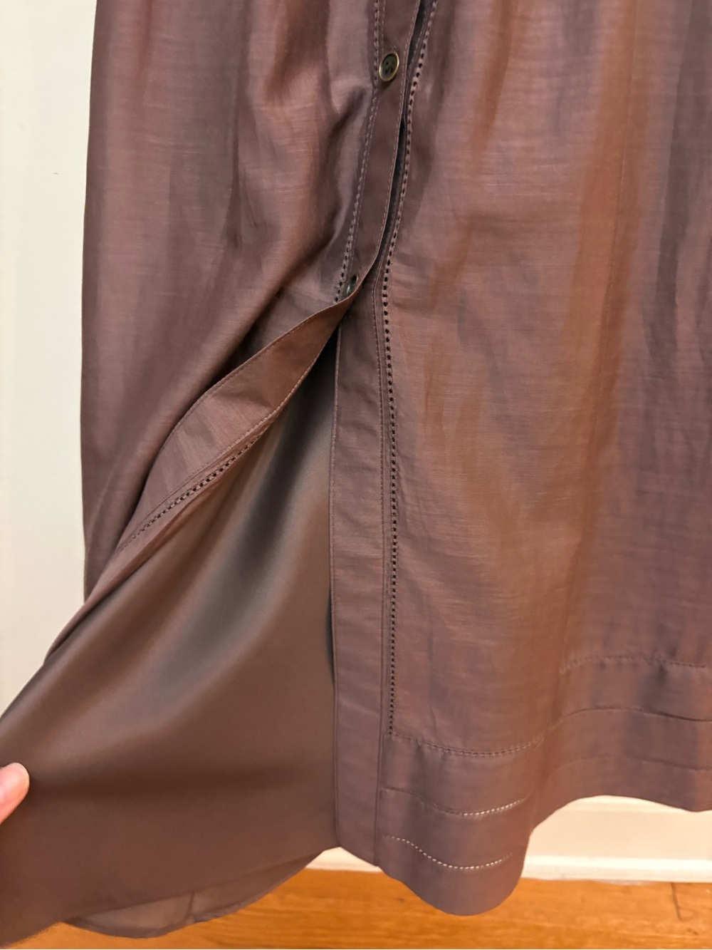 Banana Republic Silk Cotton Ruffle Bib Dress Size 6 Mauve Brown Sleeveless - Picture 4 of 9